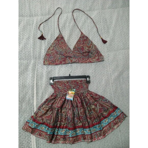 GOA Silk Blended 2piece Skirt Set Small Boho Feminine Hippie Beachy - Picture 1 of 9